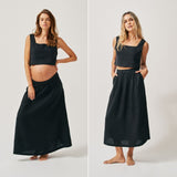 The Linen Maxi Skirt - Black