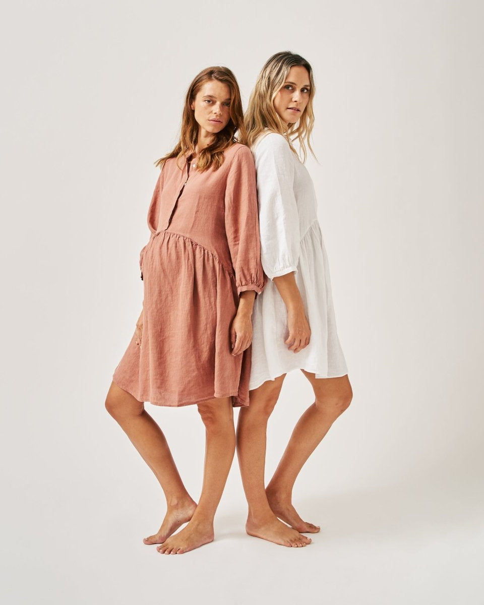 The Mama Set Linen Shirt Dress - Terracotta The Mama Set Linen Shirt Dress - Terracotta