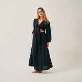 The Linen Wrap Dress - Black