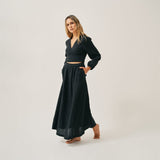 The Linen Wrap Dress - Black