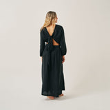 The Linen Wrap Dress - Black