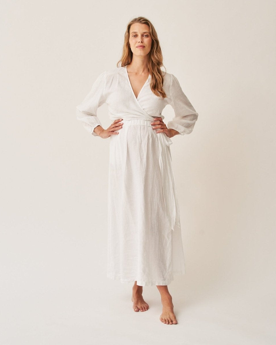 The Mama Set Linen Wrap Dress The Mama Set Linen Wrap Dress