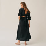 The Linen Wrap Dress - Black