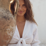 The Linen Wrap Dress - White