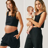 The Linen Crop Top - Black