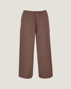 The Wide-Leg Linen Pant - Chocolate