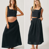 The Linen Maxi Skirt - Black