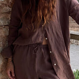 The Wide-Leg Linen Pant - Chocolate