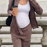 The Wide-Leg Linen Pant - Chocolate