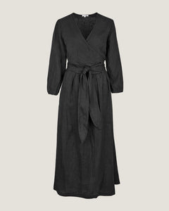 The Linen Wrap Dress - Black