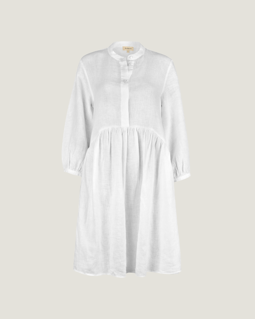 linen shirt dress white The Mama Set Linen Shirt Dress