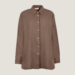 The Oversized Linen Shirt - Chocolate