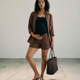 The Oversized Linen Shirt - Chocolate
