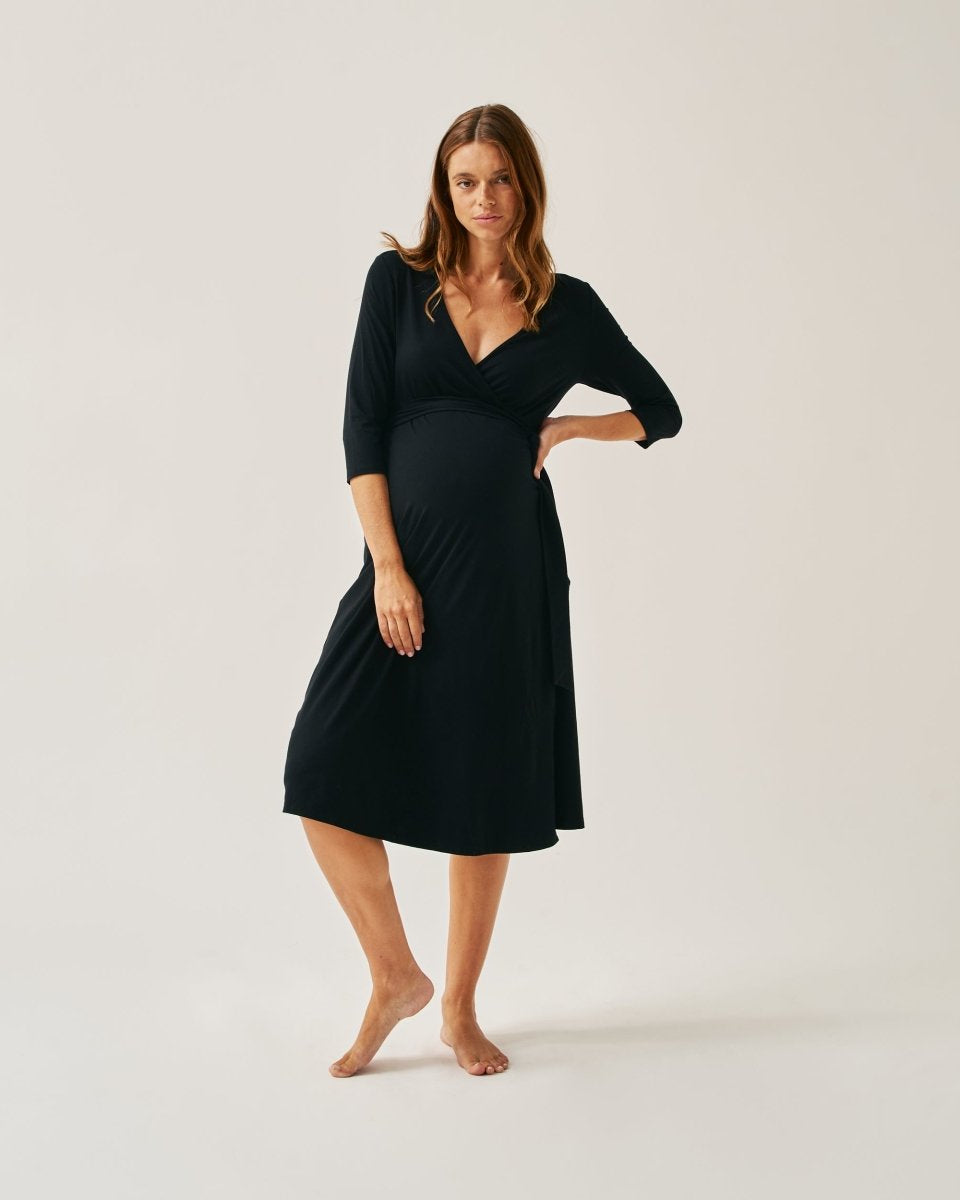 womens black wrap dress Daisy - Chic and flattering The Wrap Dress in Linen