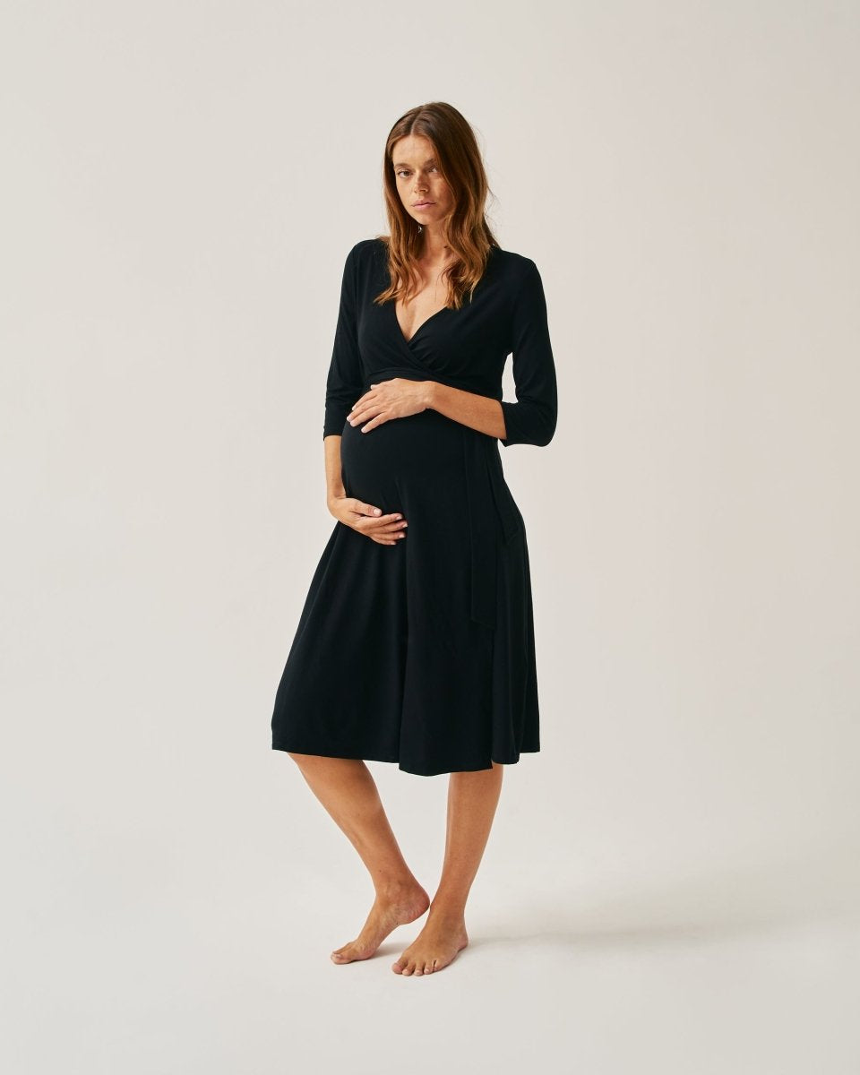 pregnancy wrap dress Royal Blue Maternity Gown, Baby shower Dress, Pregnant guest Chic Bump Club stretchy ribbed fabric The Mama Set Wrap Dress