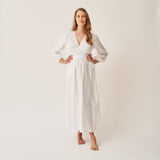 The Linen Wrap Dress - White