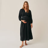 The Linen Wrap Dress - Black