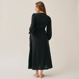 The Linen Wrap Dress - Black
