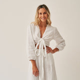 The Linen Wrap Dress - White