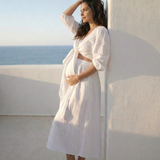 The Linen Wrap Dress - White